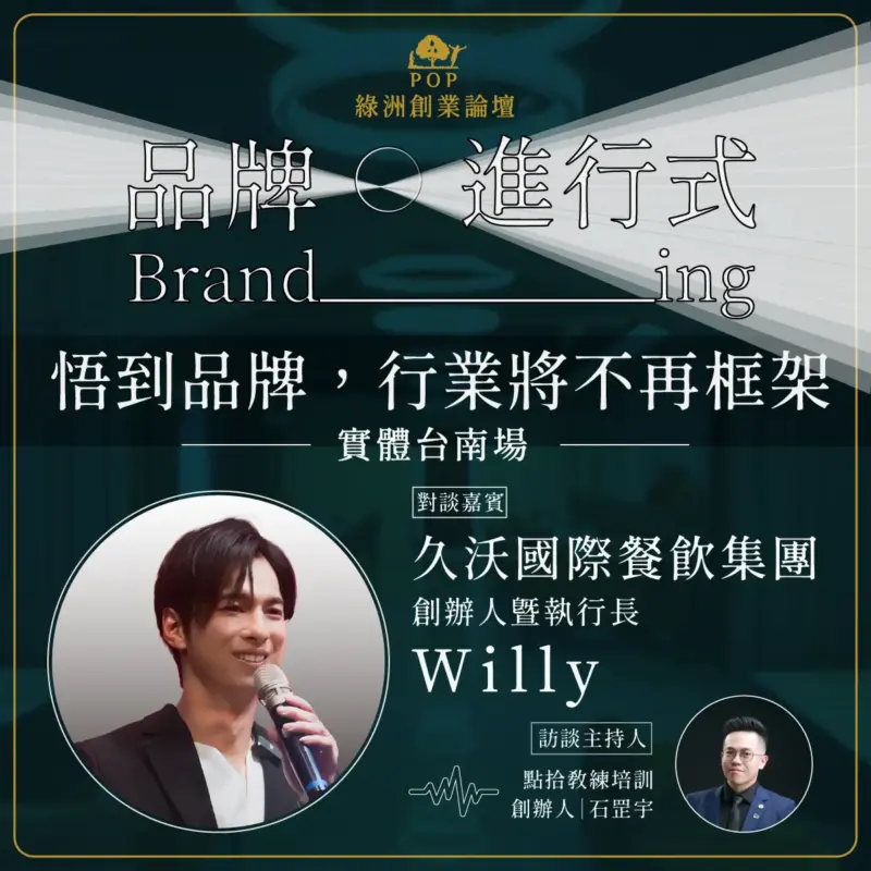 2.0_2024品牌進行式-Willy-1_工作區域-1-1.webp 【綠洲創業論壇】2024品牌進行式|悟到品牌,行業將不再框架